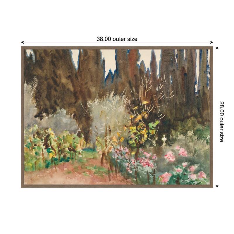 Kate and Laurel Gardens at Florence circa 1910 John Singer Sargent by Nostalgia Prints Framed Canvas Wall Art Print