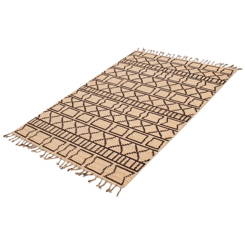 ECARPETGALLERY Hand-knotted Tangier Cream Wool Rug - 5'2 x 7'9
