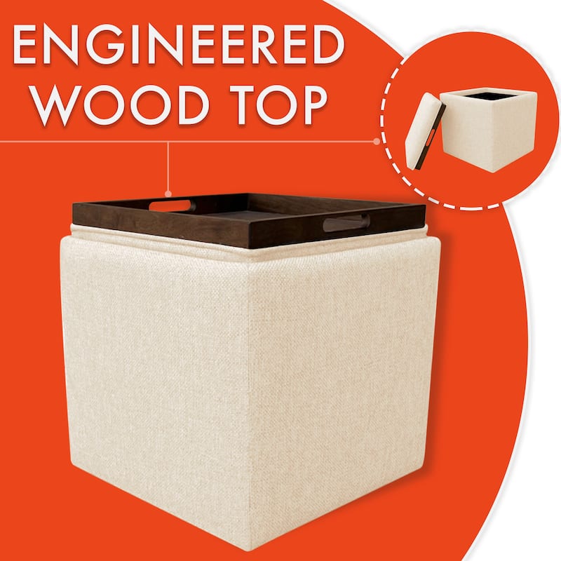 HomePop Storage Ottoman with Tray Top