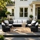 preview thumbnail 83 of 81, Rope Woven Patio Conversation Set with Swivel Chair & Settee Cushions