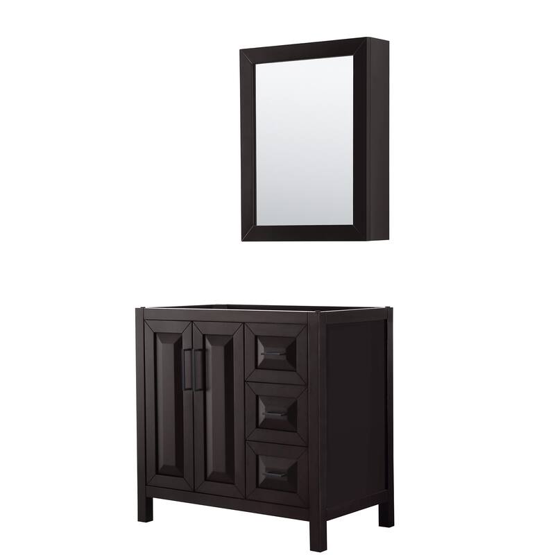 Wyndham Collection Daria 35" Single Free Standing Vanity Cabinet - - Dark Espresso / Matte Black Hardware