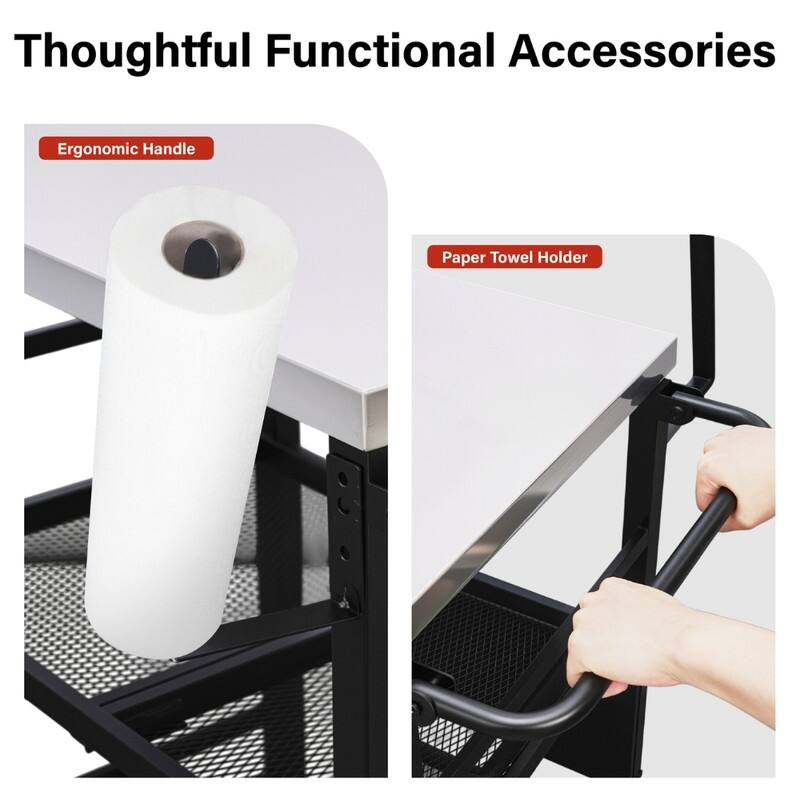 4-Wheel Foldable BBQ Cart Grill Station With Stainless Steel Top And Foldable Shelf - N/A