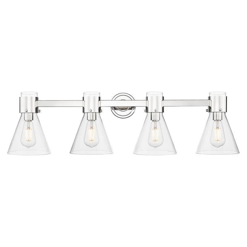 Innovations Lighting 464-4W-G464C-7CL Lawton Cone 4 Light 34" Wide - Polished Nickel