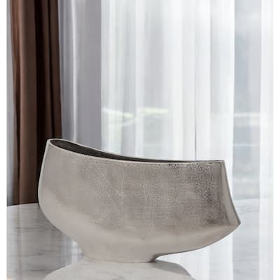 10 Inch Nickel Aluminum Table Vase for Living Room or Shelf Decor