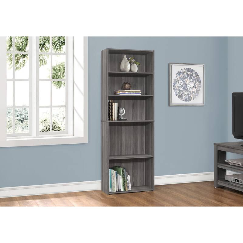 Transitional 6 Tier Bookshelf, 72"h Bookcase with 3 Adjustable Shelves and 2 Fixed Shelves for Living room Office Bedroom