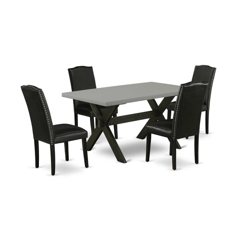 5-Piece Natural Oak Finish Solid Wood Top Dining table with 4 Chairs with