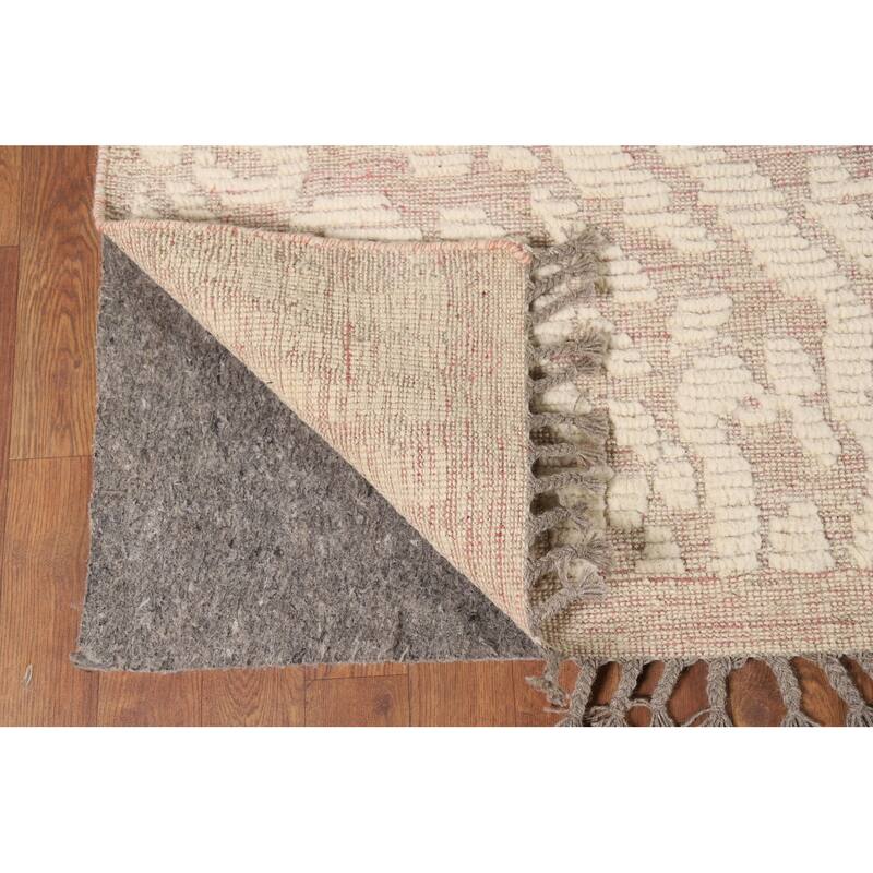 Earth Tone Abstract Moroccan Modern Area Rug Hand-Knotted Wool Carpet - 7'10" x 10'0"