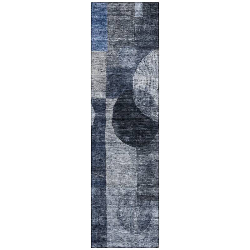 Machine Washable Indoor/ Outdoor Abstract Geo Chantille Rug