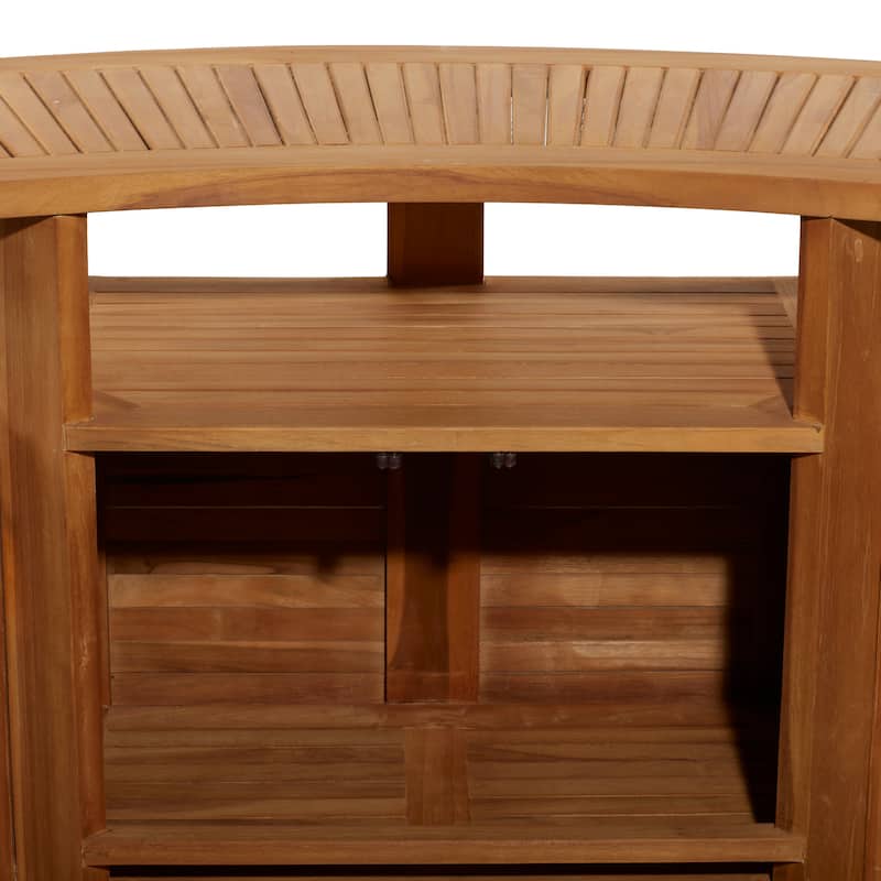 Teak Wood Indoor Outdoor Folding Bar with Expandable Sides - Brown - Roche River Decor - 24"W x 70"L x 41"H