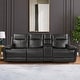 preview thumbnail 2 of 7, 107" Wide Genuine Leather 3-seat Recliner Sofa Reclining Sofa Couches for Living Room with Storage Console, Adjustable Headrest