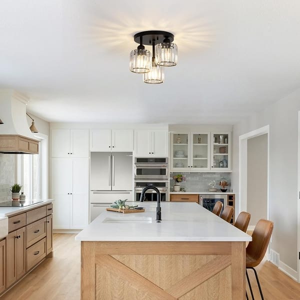 Small Chandelier Semi Flush Mount Ceiling Light Kitchen Bar