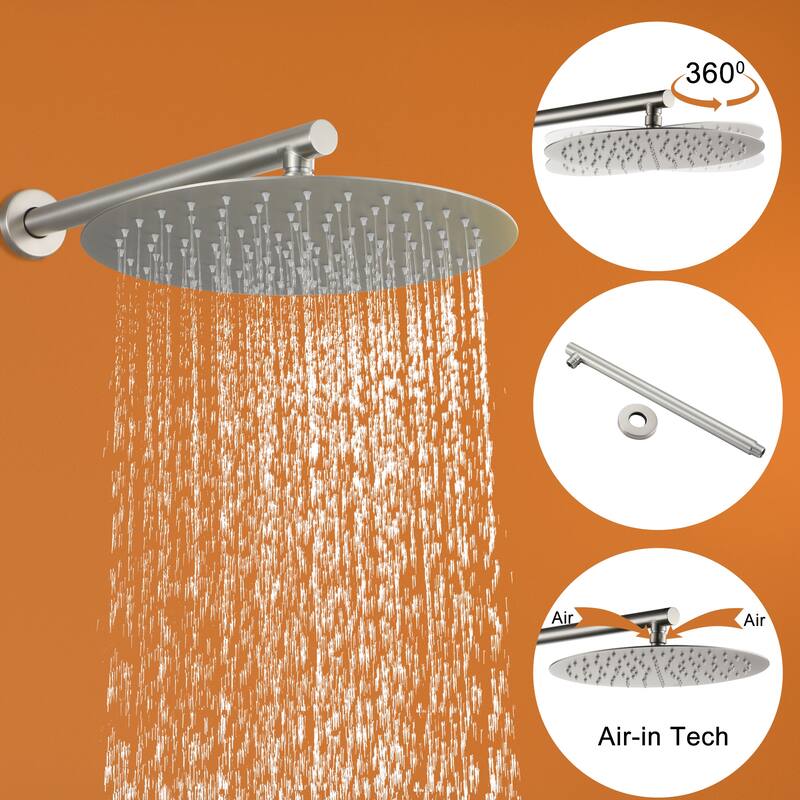 5-Spray Patterns with 9/10/12-in Wall Mount Dual Shower Heads