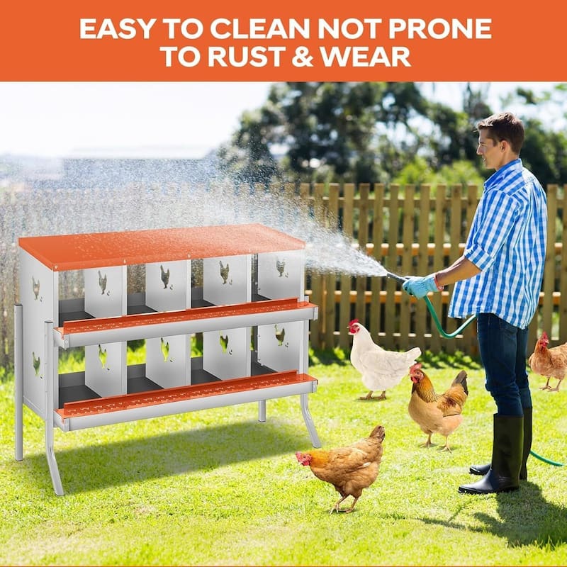 8 Compartment Nesting Box, Chicken Laying Box, with Bracket Legs, Easy to Clean and Install