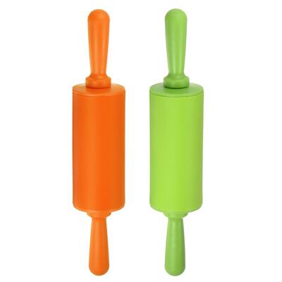 Silicone Rolling Pins for Baking 23.5cm x 4.2cm Orange & Green - Orange & Green