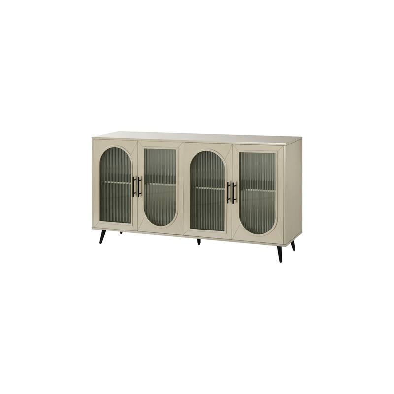 Modern Wood TV Stand Sideboard for 65+ Inch TV with Adjustable Shelves & Gold-Plated Legs for Living Room