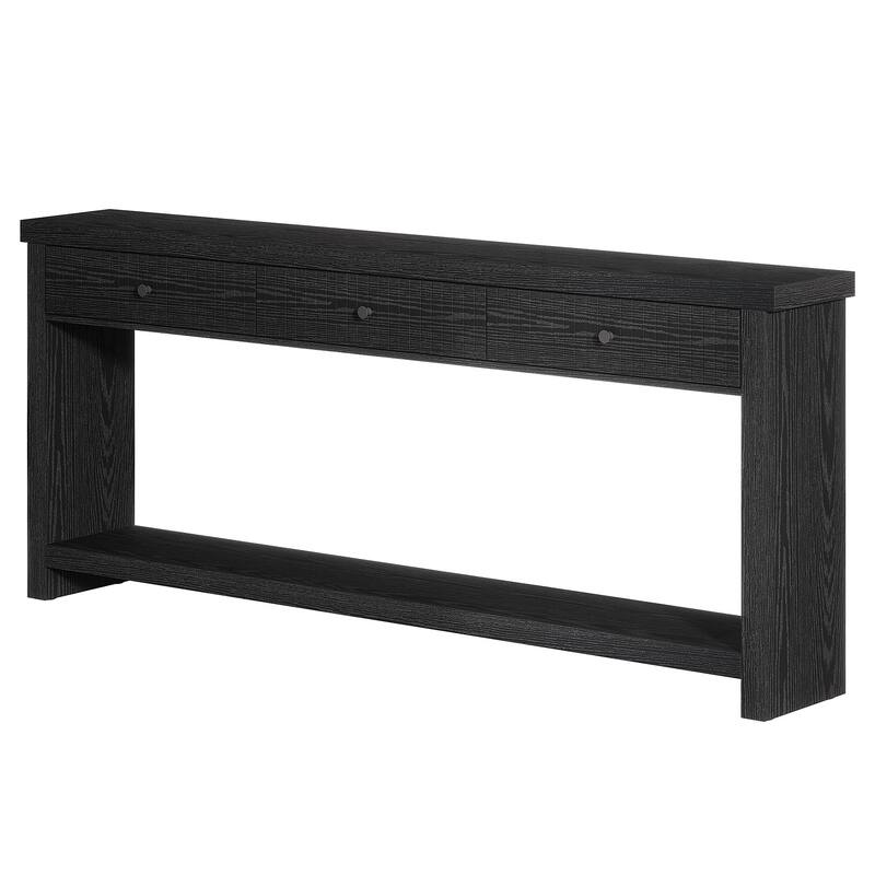 Extra Long Wood Console Table, Oak Sofa Entryway Table with 3 Drawers & Storage Shelves for Living Room, Hallway, Foyer