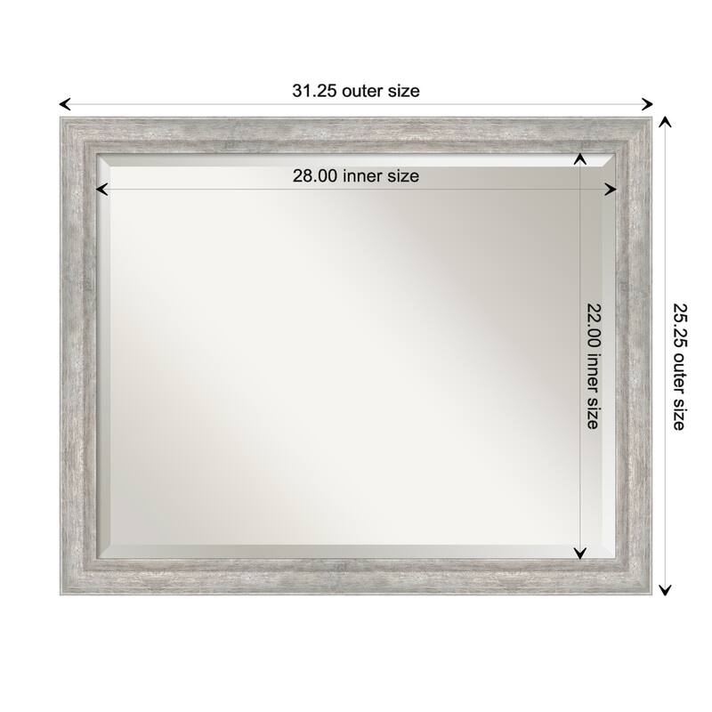 Angled Beveled Wood Framed Wall Mirror - Angled Silver - Glass Size 28x22