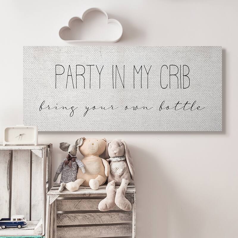 Stupell Party in Crib Quote BYOB Baby Bottle Humor Canvas Wall Art