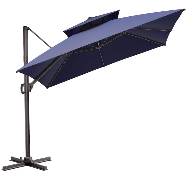 Pellebant 10 ft Square Patio Cantilever-Offset Umbrella 360 Degree Rotation