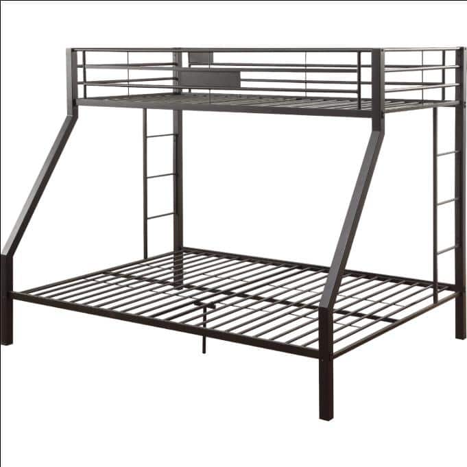 Contemporary Metal Tube Twin XL over Queen Bunk Bed with Side Double
