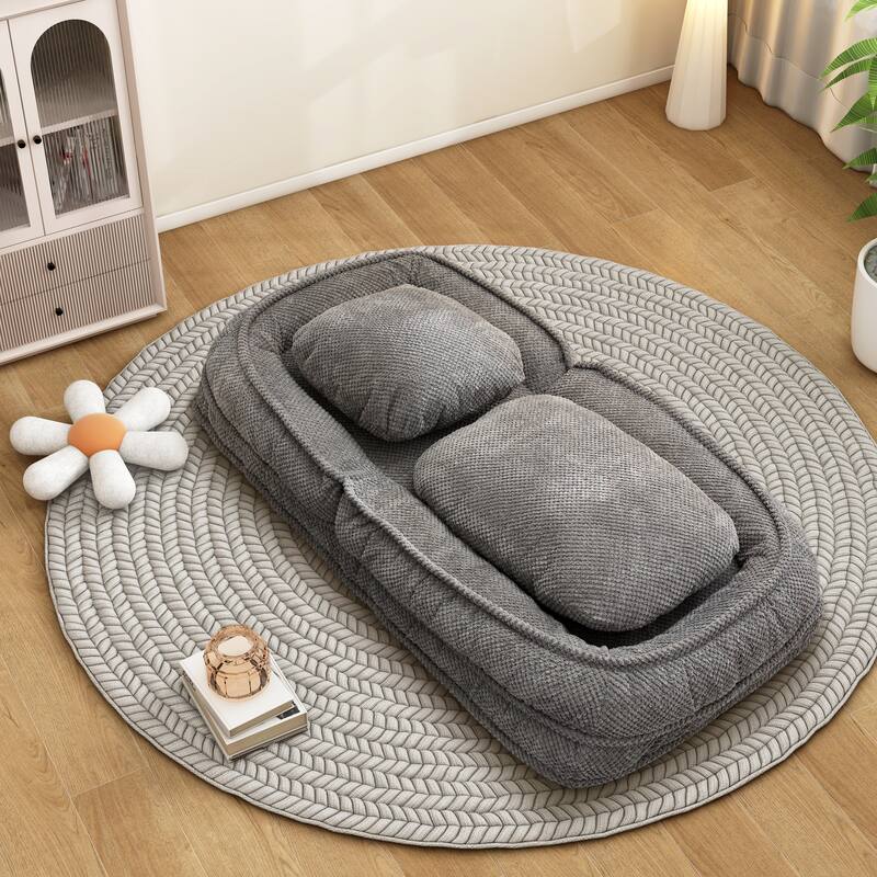 Modern Convertible Accent Chair, Adjustable Floor Lazy Sofa Couch - Gray