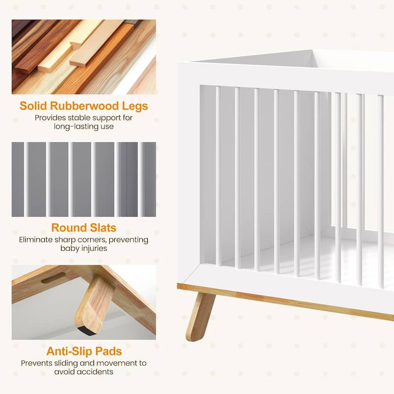 4-in-1 Convertible Baby Crib - White