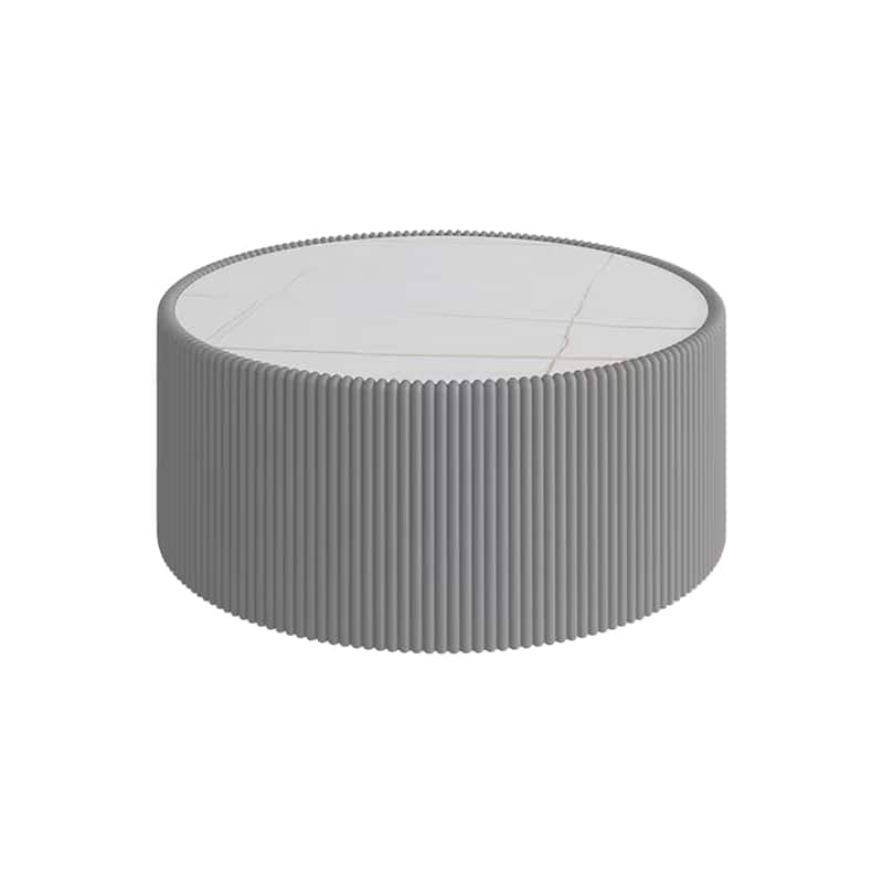 Small Coffee Table End Table for Living Room, Luxury Round Leather Accent Tables, Modern Circle Center Tables with Marble Top - Grey,marble-29.52"