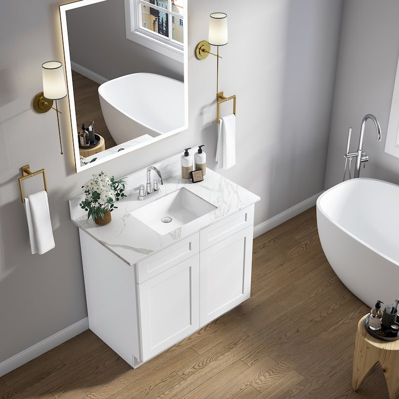 Sinber White Ceramic Bathroom Vanity Undermount Sink