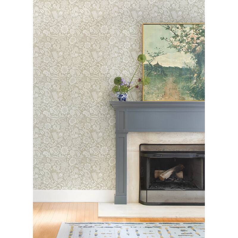 A-Street Prints Marta Beige Floral Trail Wallpaper