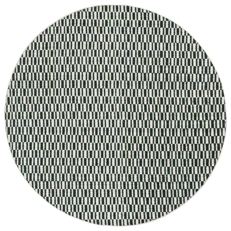SAFAVIEH Handmade Vermont Rojka Wool Rug - 6' Round - Dark Green/Ivory