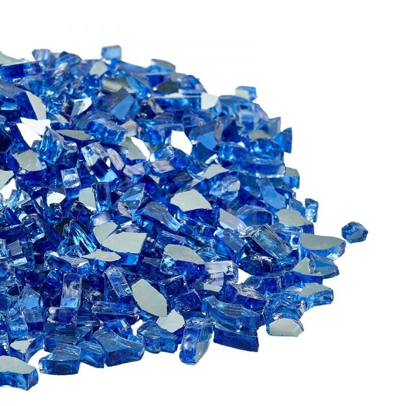 Cobalt Blue Tempered Crushed Fire Glass 10 lbs Heat Resistant - 1/4 inch