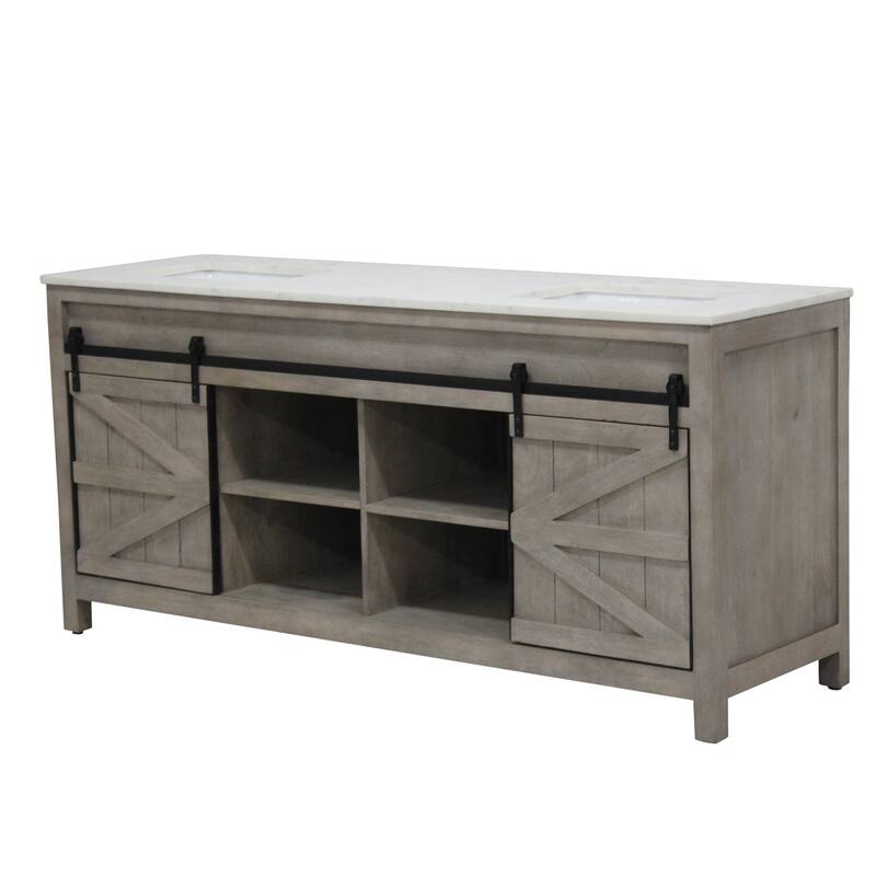 Barn Door Vanity 72 " wide in White Pigment