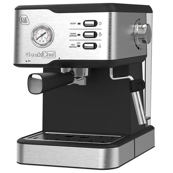 Stainless Steel Espresso Machine with Milk Frother Steam Wand Bed