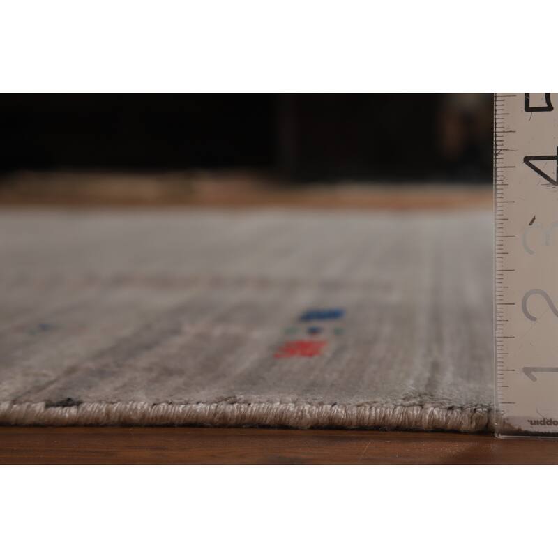 Hand Knotted Oriental 100% Wool Carpet Tribal Tribal Greys & Charcoal Gabbeh Area Rug - 9' 11'' X 7' 9''