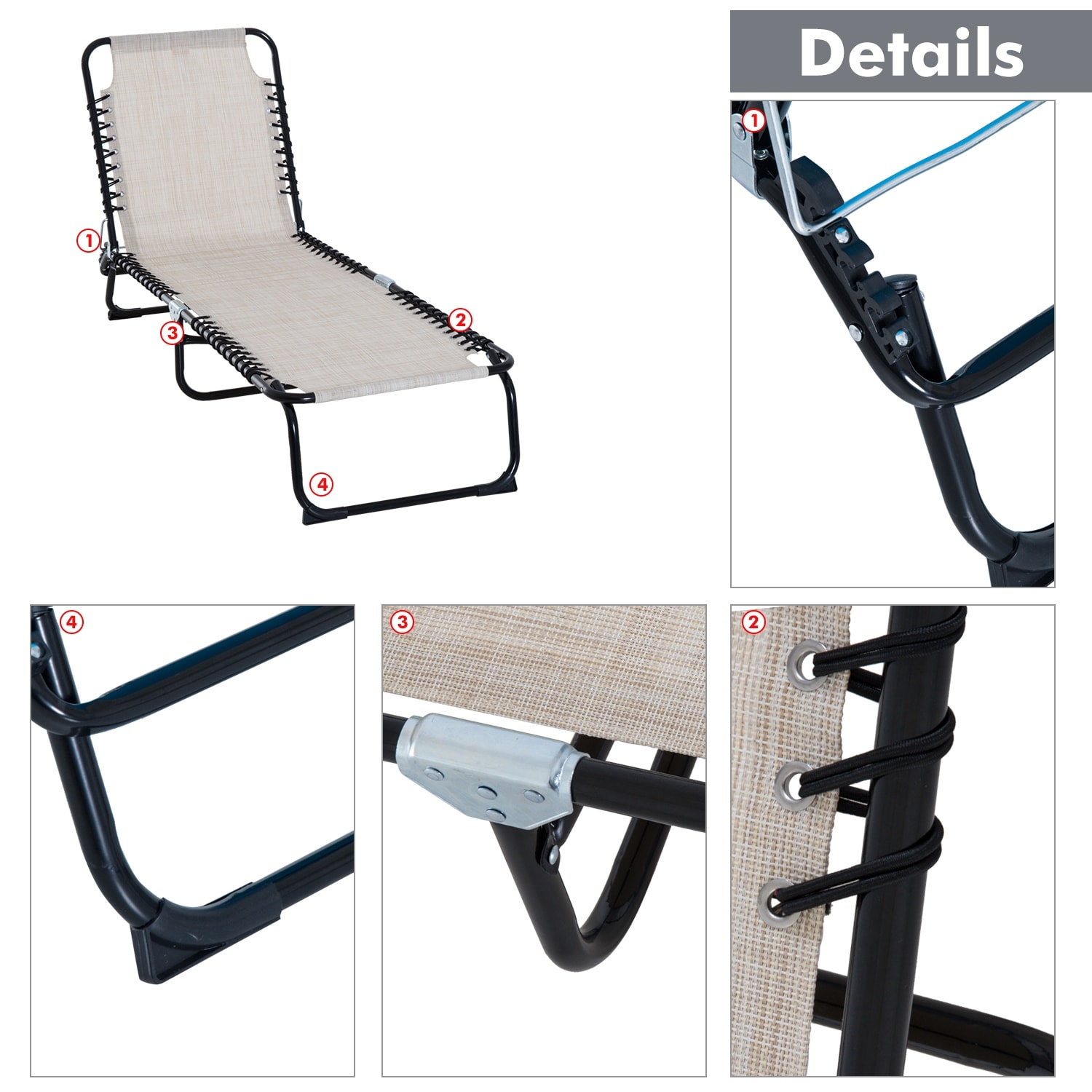 Outsunny Lightweight Folding Chaise Lounge Chair for Indoor Outdoor Use-image