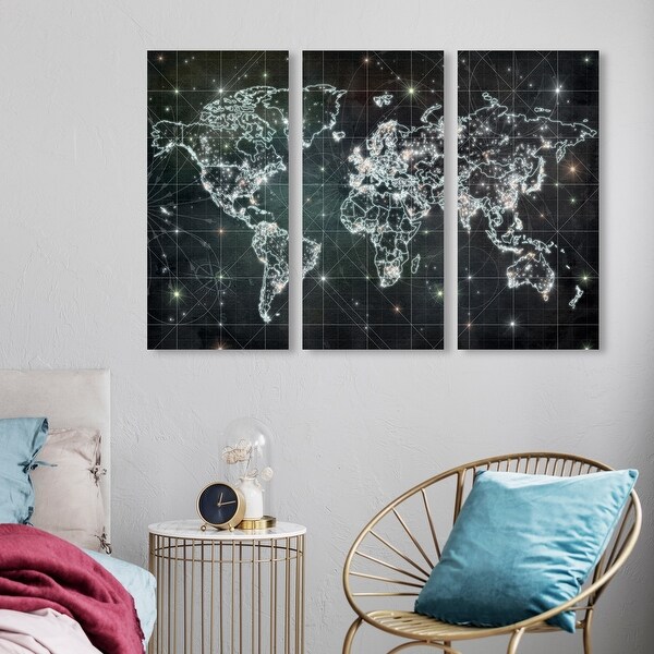Oliver Gal ' Mapamundi Galaxy Triptych' Maps and Flags Wall Art
