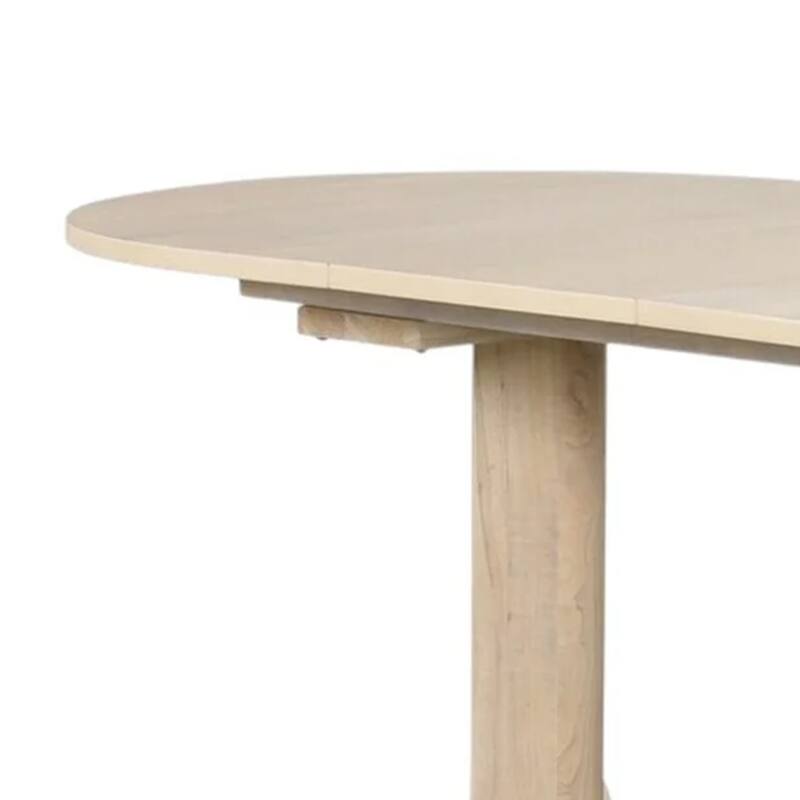 Hiny Dining Table, Pedestal Base, Extendable 60-78 Inch White Wood Top - White Oak
