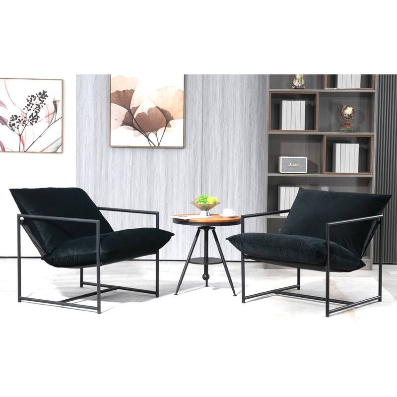 Modern Textured Velvet Sling Accent Chair
