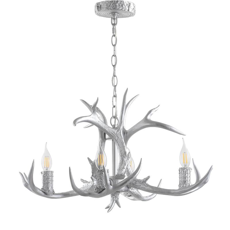 Apollo 26" Adjustable Resin Antler 4-Light LED Chandelier, by JONATHAN Y