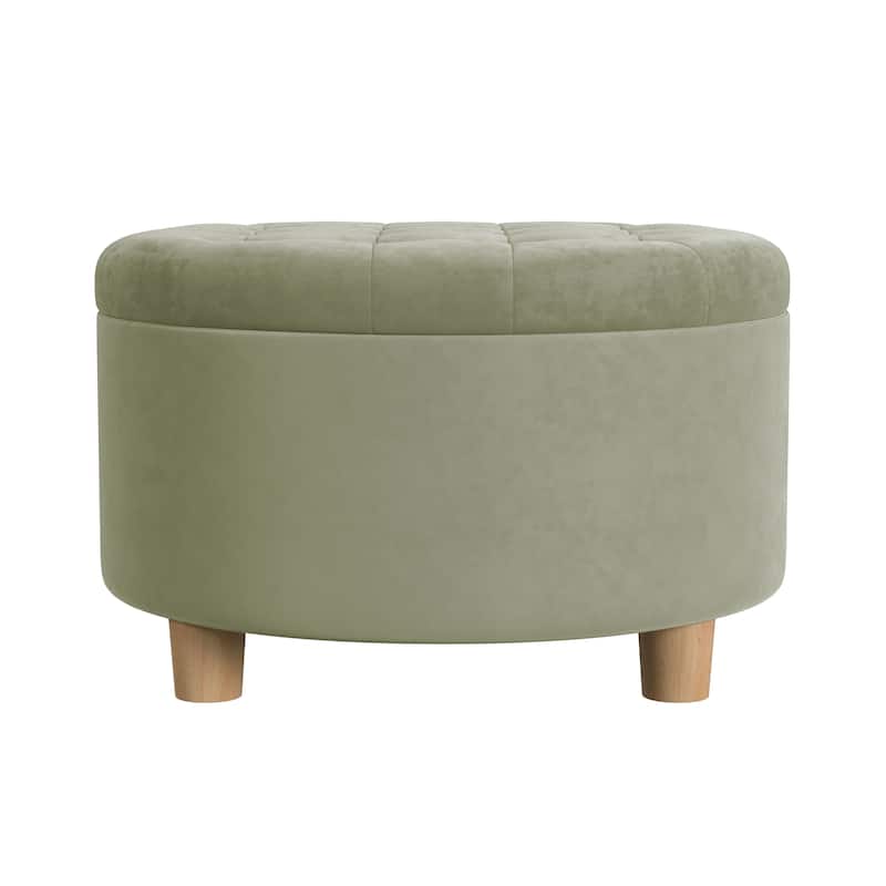 HomePop Button Tufted Round Storage Ottoman