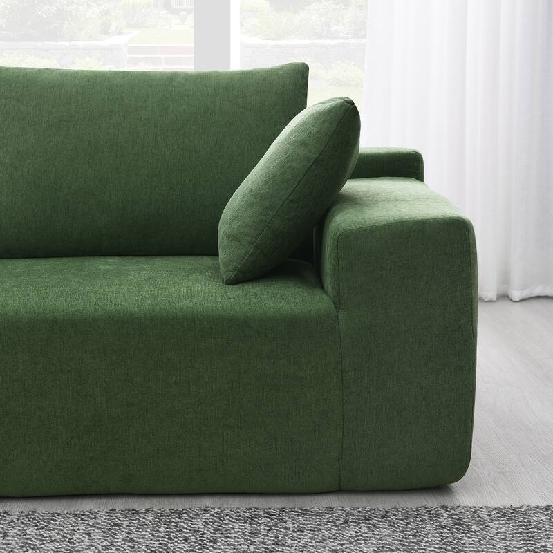 2 PC Free Combination L-Shape Sofa Set, Upholstered Chenille Compressed Couch