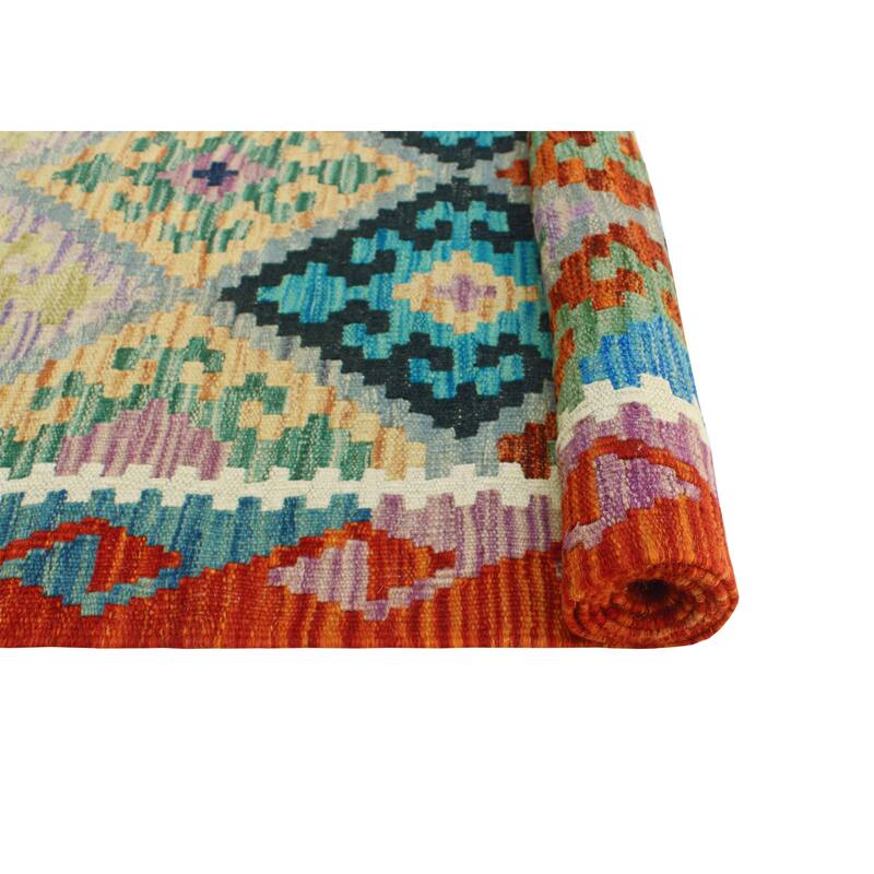 Flatweave Majeed Red/Blue Runner - 2'8" x 6'6"