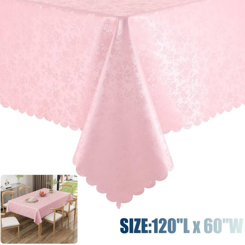Waterproof Wipeable Vinyl Tablecloth,Rectangle Heavy Duty Table Cloth,120"L x 60"W