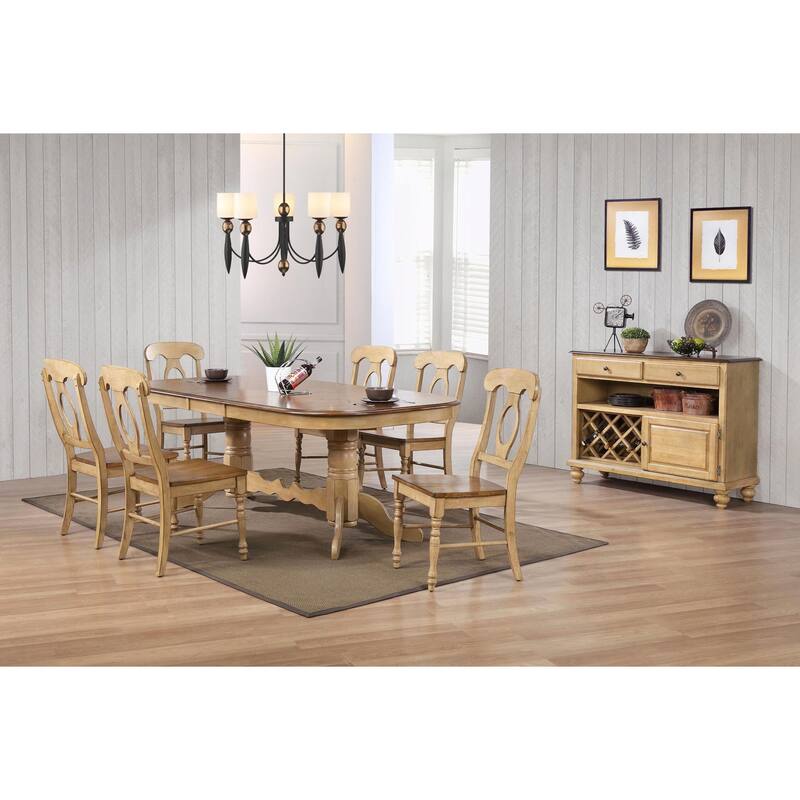 Extendable Dining Set - 8 Piece Oval Table with Chairs & Server - Seats 10