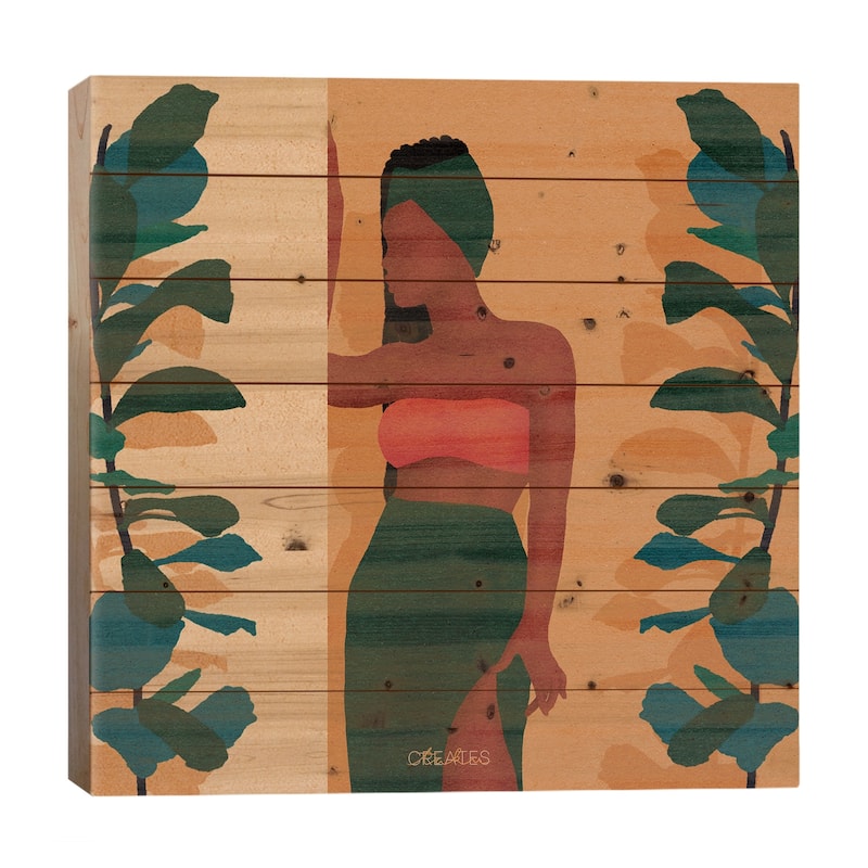 Wallflower Print On Wood by Taku Creates - Multi-Color - 26x26x1.5