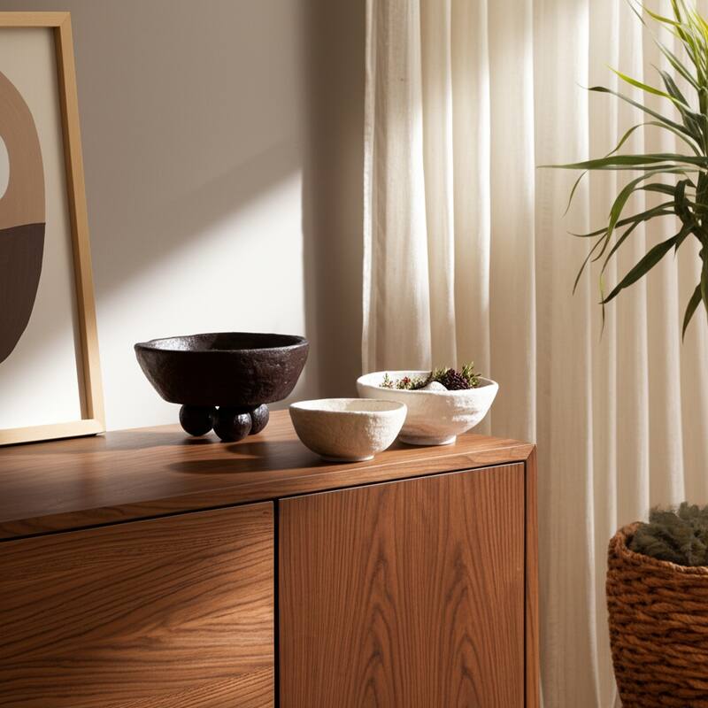 Pottery Paper Mache Bowls Handcrafted Unique Texture (Set of 3)