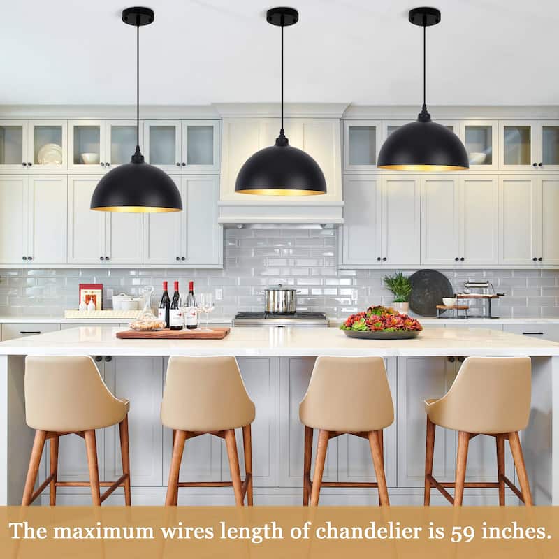 1 - Light 11.8" W Single Dome Pendant for Kitchen Island Dining Room (Set of 3) - W 11.81 in