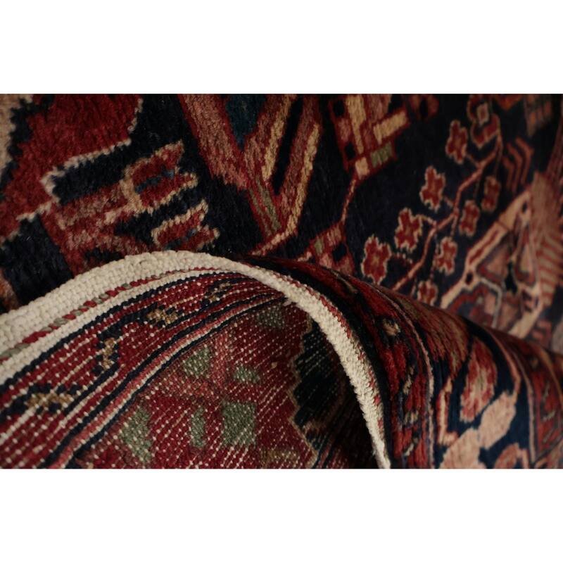 Hand Knotted Oriental 100% Wool Carpet Traditional Floral Navy Blue & Blues Lilian Runner Rug - 15' 10'' X 3' 5''