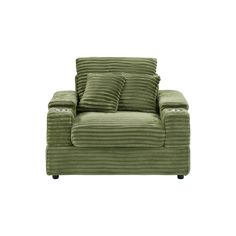57 Inch Corduroy Single Sofa with Ottoman Sleeper Sofa Lounge Sofa