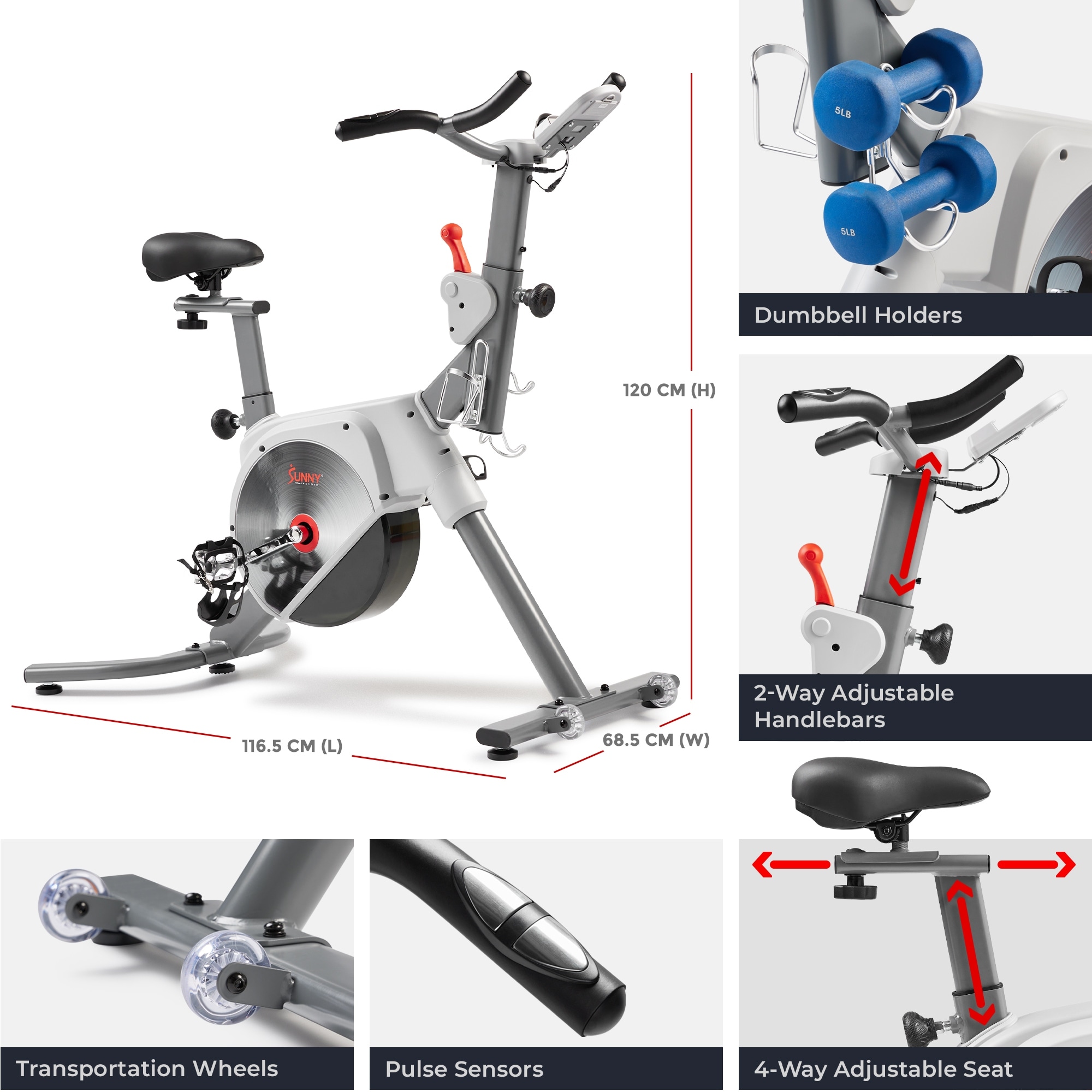 Sunny Bike Magnetic Belt Driven Spin Bike Sunny Health Fitness